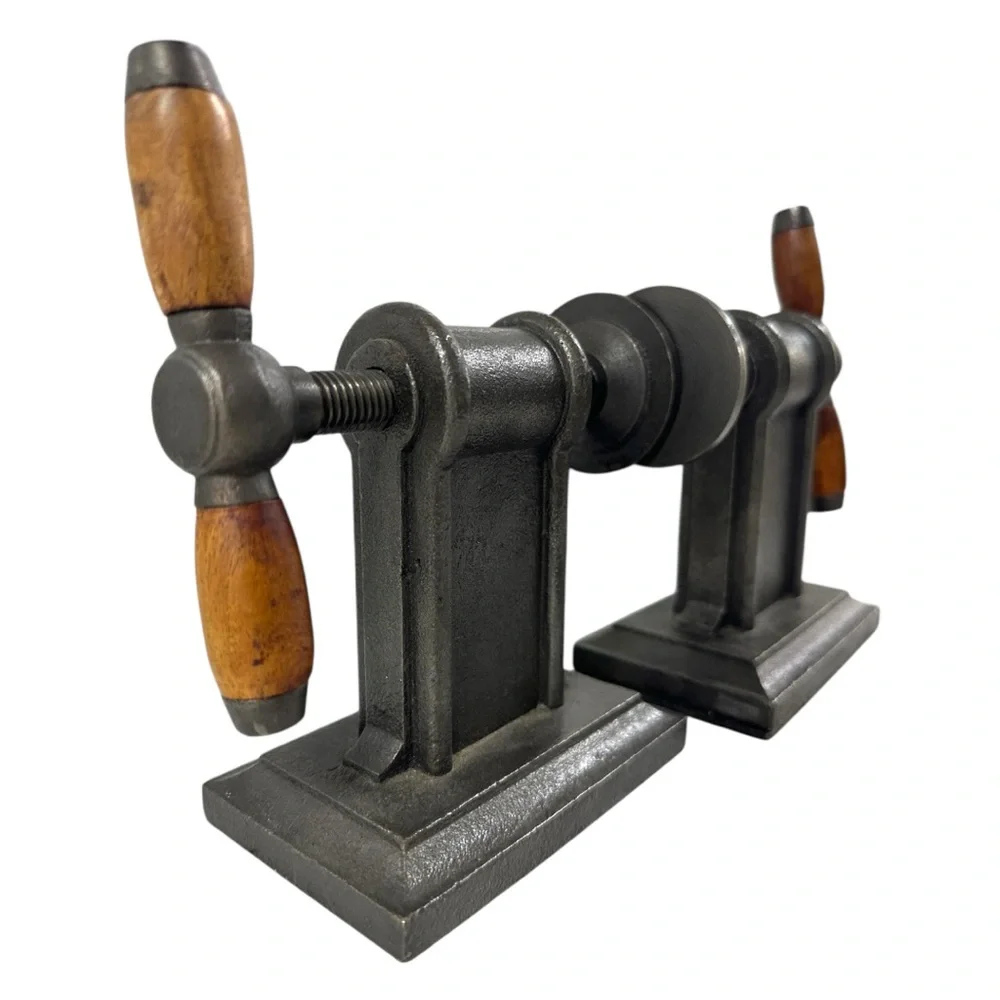 Restoration Hardware Pair Of Cast Iron Vise Screws Industrial Bookends